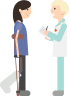 Two people talking