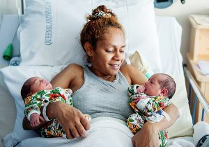 Mother with twins