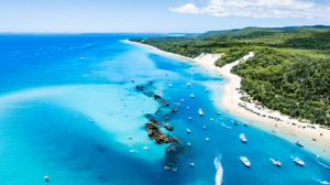 Photo of Moreton Island from the air