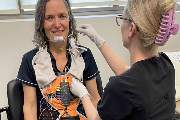 A Rockhampton patient being fitted with TeleSleep equipment