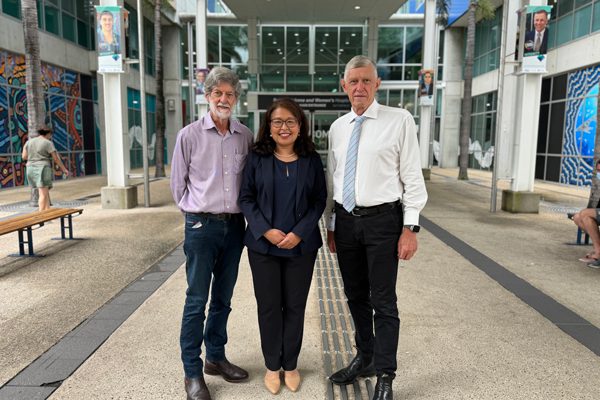 Pictured left to right: Associate Professor David Cartwright, Associate Professor Zarnie Lwin, Associate Professor David Cartwright, not pictured Mr Adrian Carson