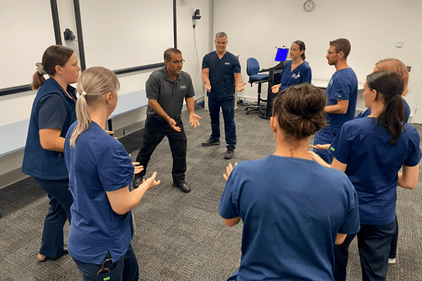 ED nurses participating in one of the 67 training sessions Joe plans to run at Redcliffe Hospital in 2024.