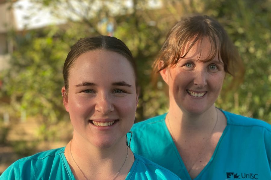 Nursing students Chelsea and Ellen have just finished their clinical placements at Redcliffe Hospital.