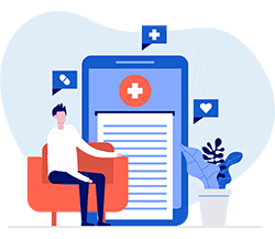 vw-4 Illustration of a patient getting medical advice on a phone.