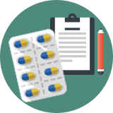 easy-list-medicine Package of pills and a list