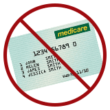 easy-no-medicare Medicare card with line through it