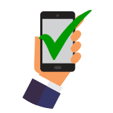 Mobile phone with green to to indicate upgrade completed