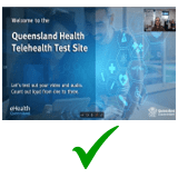 easy-test-device-tick Telehealth screen with a tick