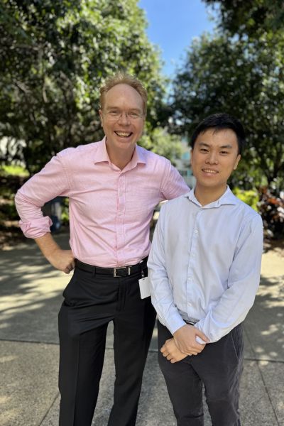 Research Director Dr Joel Dulhunty and RBWH Junior House Officer Dr Tony Lian are part of a team investigating whether AI can help Aboriginal and Torres Strait Islander children with ear disease.