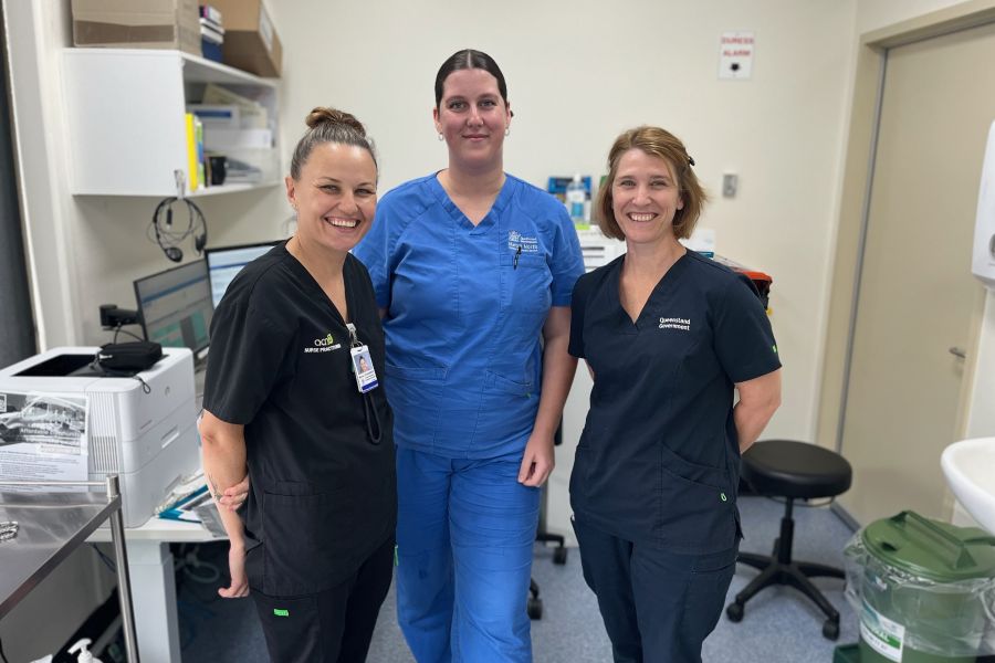 Wound Management and Stoma Care Nurse Practitioner Monica Stankiewicz, Enrolled Nurse Tahlia Lee and Wound Care Nurse Practitioner Anna Colquhoun.