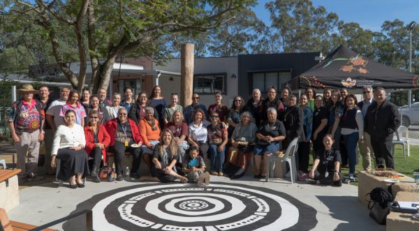 Staff, Elders and community members at the official opening of the new Gathering Garden.