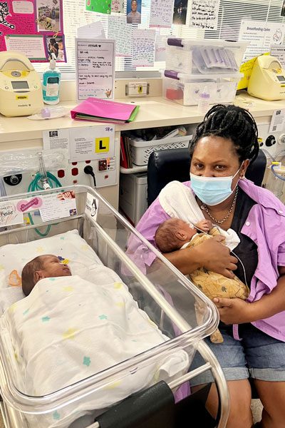 Mum Zeena Segeyaro and her twin boys Mathias and Iffysoe