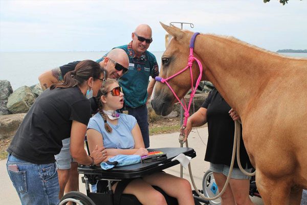 Faith, a 12-year-old mare, visits Gannet House.