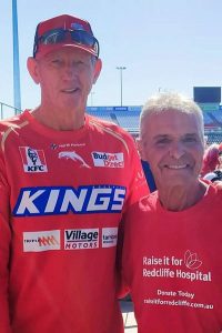 Staff member Bob Birkett with Wayne Bennett