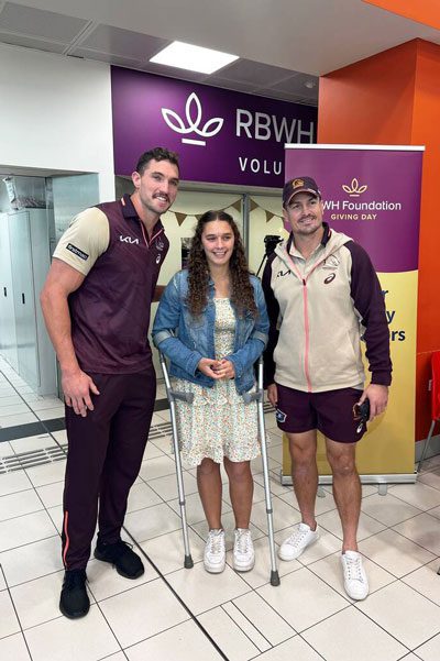 RBWH Foundation Giving Day ambassadors Brisbane Broncos players Corey Oates and Cory Paix