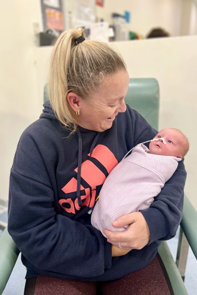 NeoHOME’s 100th patient Xavier and mum Rachel at RBWH