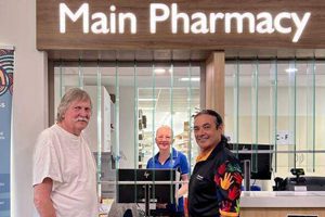 Aboriginal patient with TPCH Indigenous Hospital Liaison Officer Mark Budd.