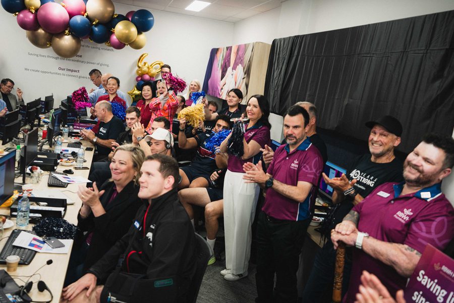 Celebrations in the phone room on the RBWH Foundation's 2025 Giving Day.