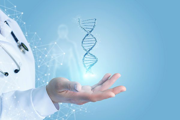 Doctor hand showing DNA